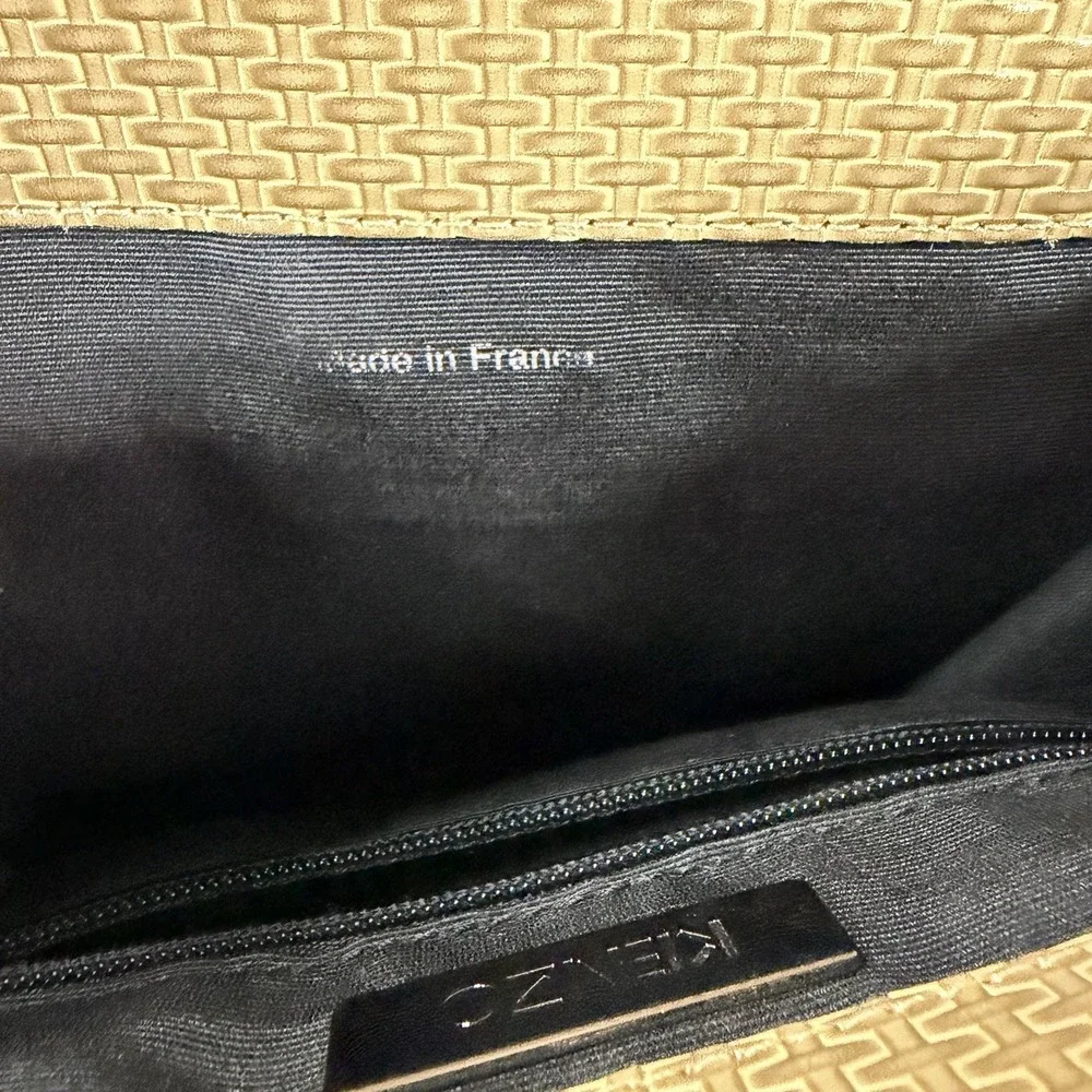 Kenzo Purse Bag Tan Resin Handle Luxury Vintage 90s Made In France